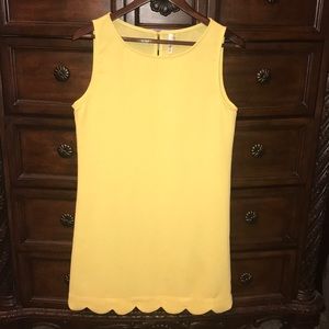 Mitto Shop Yellow Scallop Hem Dress